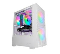 MARSGAMING MC-VORTEX, Case Gaming MicroATX, Frontale Mesh Geometrico, Finestra Laterale in Vetro Temperato, 3x Ventole FRGB Rainbow 120mm, Mini Torre PC Compatta con Design a Doppia Camera, Bianco