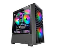 MARSGAMING MC-VORTEX, Case Gaming MicroATX, Frontale Mesh Geometrico, Finestra Laterale in Vetro Temperato, 3x Ventole FRGB Rainbow 120mm, Mini Torre PC Compatta con Design a Doppia Camera, Nero