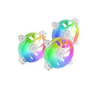 MARSGAMING MF-3A, Kit 3x Ventole FDB Ultra Silenziose 120mm, Illuminazione ARGB Rainbow 360° Senza Cornice, Ventole 3in1 Compatibilità ARGB Completa, Doppio Connettore ARGB Maschio + Femmina, Biano