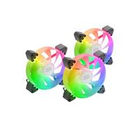 MARSGAMING MF-3A, Kit 3x Ventole FDB Ultra Silenziose 120mm, Illuminazione ARGB Rainbow 360° Senza Cornice, Ventole 3in1 Compatibilità Completa, Doppio Connettore Maschio + Femmina, Nero