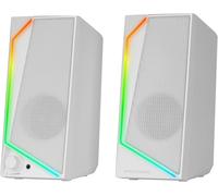 Mars Gaming MS72, Altoparlanti Gaming 15W, Illuminazione RGB Flow, 2 Driver Attivi, Chipset DSP, Connessione Plug&Play USB e Jack 3.5mm, Rotella Controllo Volume e Porta Audio per Cuffie, Bianco