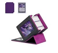 Marsguard MTG Deck Box con 2 divisori per carte, contiene oltre 100 carte a maniche singole, custodia in pelle PU per TCG (nero) (nero e viola, 120+)