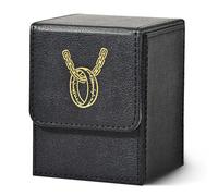 Marsguard MTG Deck Box con 2 divisori per carte, contiene oltre 100 carte a maniche singole, custodia in pelle PU per TCG (nero) (nero e grigio, 100+)