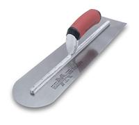 MARSHALLTOWN Frattazzo lisciante con frontale tondo, manico curvo DuraSoft, in acciaio al carbonio, molto adatto per terreno e calcestruzzo, dimensioni del frattazzo: 406x102 mm, Argento