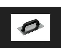 Marshalltown Spatola dentata, tacca: U 3x3x3 mm/piatto V 4,5x6x8 mm - 10 gradi accorciata con manico in plastica, in acciaio, per piastrellisti, dimensioni: 229x102 mm