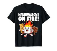 Marshmallows On Fire Camping Camper S'more Amante Avventura Maglietta