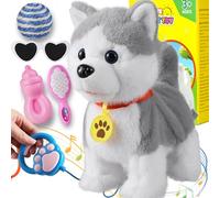 Marsjoy Husky Walking Dog per bambini che abbaia interattivo musicale cucciolo giocattolo robotico per cani ripete quello che dici leccare lingua scodinzolando coda telecomando giocattoli per bambini