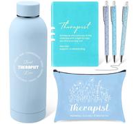 Marspark 6 regali di apprezzamento terapeutico per donne, con bottiglia d'acqua in acciaio inossidabile, borsa stampata e penna A5 Notebook Makeup Bag Set per apprezzamento psicologia mentale sana