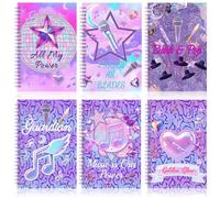Marspark Confezione da 6 quaderni a tema Kpop, 100 pagine con copertina, integra elementi musicali Kpop, inclusi microfoni, cuffie, note musicali e spada K Pop Merch, per fan K-pop, studenti e