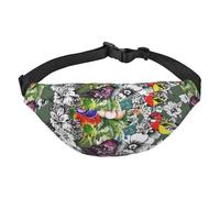 Marsupi con uccelli e fiori acquerelli per donna, uomo, borsa a tracolla, per allenamento, corsa, viaggio