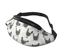 Marsupi Da Donna Con Foro Per Auricolari Borsa Da Cintura Black Cute Cartoon Chicken Resistente Marsupi Portasoldi Per Camminata Jogging Ciclismo 14X35Cm