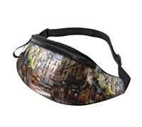 Marsupi Paris Street Cafe European Building Resistente Marsupi A Tracolla Traspirante Waist Bag Per Camminata Jogging Fitness 14X35Cm