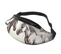 Marsupi Sportivi Flowers And Horses Hand Drawn Elegante Tattico Marsupi Multifunzione Borsa Da Cintura Per Ciclismo Sportivo Escursionismo 14X35Cm