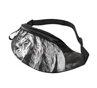 Marsupi Sportivi Lion Black And White Illustration Pratico Marsupi Portasoldi Elegante Tattica Militare Borsello Per Viaggio Concerti Camminata 14X35Cm