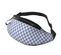 Marsupi Sportivo Blue White Square Plaid Multiuso Marsupi A Tracolla Regolabile Waist Bag Per Ciclismo Viaggio Palestra 14X35Cm
