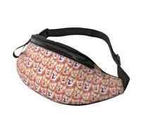 Marsupi Sportivo Cute Corgi Dog Flower Regolabile Marsupi A Tracolla Traspirante Borsa Da Cintura Per Ciclismo Palestra Camminata 14X35Cm