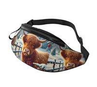 Marsupi Sportivo Highland Cow Christmas Pratico Tattico Marsupi Multifunzione Bum Bag Per Trekking Sportivo Escursionismo 14X35Cm