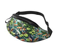 Marsupi Sportivo Realistic-Koi-Fish-Lotus, Bum Bag Moda Marsupi Tattica Militare Resistente Marsupi Alla Moda Per Viaggio Uomo Sport