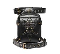Marsupi Steampunk Borsa da equitazione retrò da moto in pelle PU con cuciture punk in rilievo
