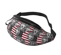 Marsupi Tattico Multiuso Waist Bag American Flag Wolf Art Con Foro Per Auricolari Marsupi A Tracolla Per Viaggio Ciclismo Donna 14X35Cm