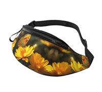 Marsupi Tattico Yellow Flower And Butterfly Print Multifunzione Marsupi A Tracolla Con Foro Per Auricolari Bum Bag Per Passeggiate Jogging Palestra 14X35Cm