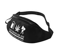 Marsupi Uomo Gas, Grass Or Ass Nobody Riding For Free Funny Multiuso Marsupi Tattica Militare Moda Waist Bag Per Palestra Camminata Jogging 14X35Cm