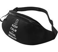 Marsupi Uomo Keep Calm Im A Social Worker Multifunzione Tattico Marsupi Pratico Borsello Da Cintura Per Passeggiate Escursionismo All'Aperto 14X35Cm