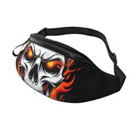 Marsupi Uomo Resistente Bum Bag Fire Skull Pratico Marsupi Moto Per Jogging Uomo Passeggiate 14X35Cm