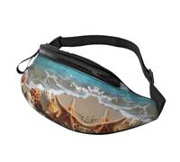 Marsupi Uomo Seashells Starfish On Beach Print Resistente Tattico Marsupi Elegante Waist Bag Per Camminata Jogging All'Aperto 14X35Cm