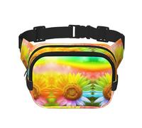 Marsupio 3D colorato con stampa girasole elegante e pratico, regolabile, perfetto per viaggi e attività all'aperto, Nero , Taglia unica
