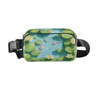 Marsupio 3D con paesaggi di stagno kois e fiori alla moda borsa a tracolla per uomo donna grande capacità borsa a tracolla per passaporto con cinghia regolabile per viaggi, corsa, escursionismo