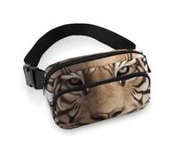 Marsupio 3D con testa di tigre per donne e uomini, borsa casual regolabile per viaggi, sport, escursionismo, bianco, 20 x 13 cm, Bianco, 7.9x5.1inches
