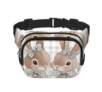 Marsupio a doppio strato a forma di coniglietto a pois, per uomo e donna, regolabile, per viaggi, escursionismo, corsa, ciclismo, festival