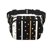 Marsupio a doppio strato a pois dorati, per uomo e donna, regolabile, per viaggi, escursionismo, corsa, ciclismo, festival