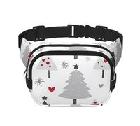 Marsupio a doppio strato con alberi di Natale carini e cuori colorati, per uomini e donne, marsupio regolabile per viaggi, escursionismo, corsa, ciclismo, festival