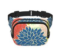 Marsupio a doppio strato con crisantemo e fiori colorati, unisex, regolabile, per viaggi, escursionismo, corsa, ciclismo, festival