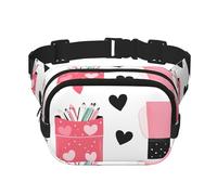 Marsupio a doppio strato con cuore e scritta "Love", per uomini e donne, regolabile, per viaggi, escursionismo, corsa, ciclismo, festival