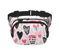 Marsupio a doppio strato con cuori, per San Valentino, unisex, regolabile, per viaggi, escursionismo, corsa, ciclismo, festival