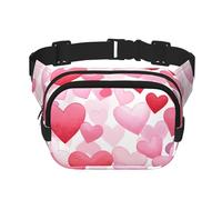 Marsupio a doppio strato con cuori rosa, per San Valentino, unisex, regolabile, per viaggi, escursionismo, corsa, ciclismo, festival