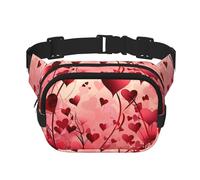 Marsupio a doppio strato con cuori rossi colorati, romantico, per uomini e donne, marsupio regolabile per viaggi, escursionismo, corsa, ciclismo, festival