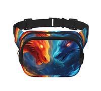 Marsupio a doppio strato con drago di fuoco astratto, marsupio lungo, unisex, regolabile, per viaggi, escursionismo, corsa, ciclismo, festival