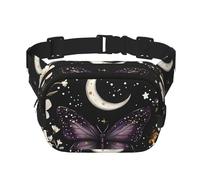 Marsupio a doppio strato con farfalla viola e margherita, per uomo e donna, regolabile, per viaggi, escursionismo, corsa, ciclismo, festival