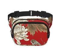 Marsupio a doppio strato con farfalle e crisantemo vintage, per uomo e donna, regolabile, per viaggi, escursionismo, corsa, ciclismo, festival