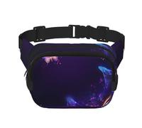 Marsupio a doppio strato con farfalle viola e oro, fantasia per uomini e donne, marsupio regolabile per viaggi, escursionismo, corsa, ciclismo, festival