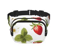 Marsupio a doppio strato con fiori e fragole, con frutta floreale, per uomo e donna, regolabile, per viaggi, escursionismo, corsa, ciclismo, festival