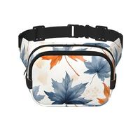 Marsupio a doppio strato con foglie d'acero acquerello, colorato, autunnale, per uomini e donne, borsa regolabile per viaggi, escursionismo, corsa, ciclismo, festival