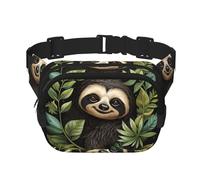 Marsupio a doppio strato con foglie di bradipo tropicale, marsupio per uomo e donna, marsupio regolabile per viaggi, escursionismo, corsa, ciclismo, festival