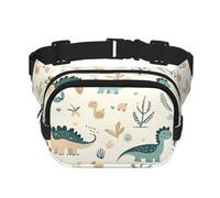 Marsupio a doppio strato con foglie di dinosauro, grazioso marsupio per uomo e donna, regolabile, per viaggi, escursionismo, corsa, ciclismo, festival