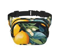 Marsupio a doppio strato con foglie di limone, acquerello, con fiori tropicali, per uomini e donne, marsupio regolabile per viaggi, escursionismo, corsa, ciclismo, festival