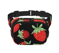 Marsupio a doppio strato con fragole e fiori di frutta, per uomo e donna, regolabile, per viaggi, escursionismo, corsa, ciclismo, festival